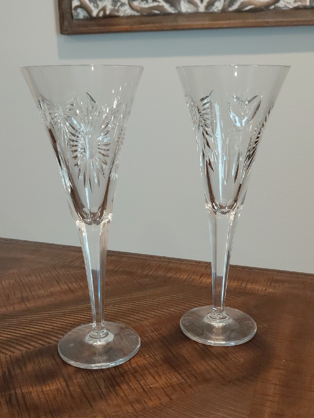 Vintage Waterford Crystal  Pair Universal Wishes  Flutes Millennium 5 TOASTS